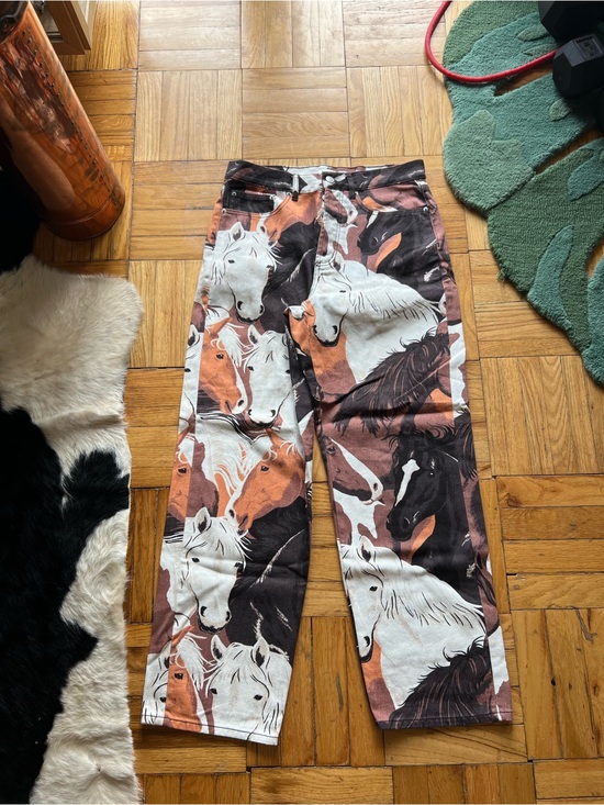 Obey Other - Obey Horse Print Pants — White, Brown, Black. Size 30